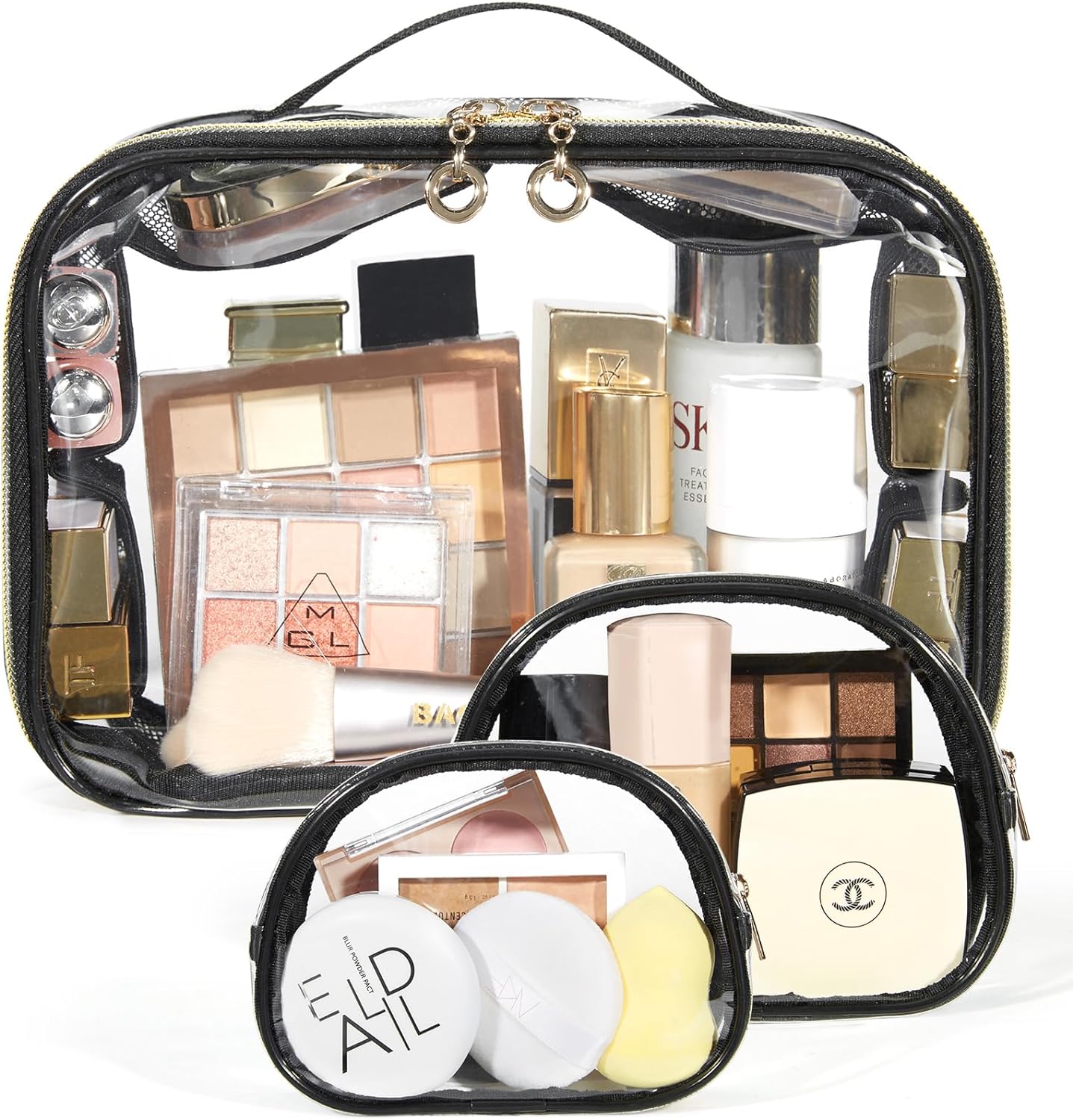 Bolsos De Maquillaje Transparentes Set X 3