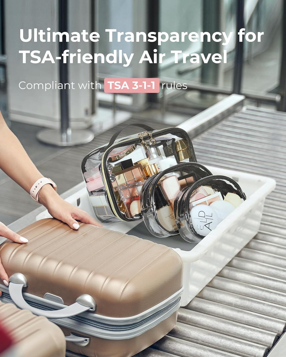 Bolsos De Maquillaje Transparentes Set X 3