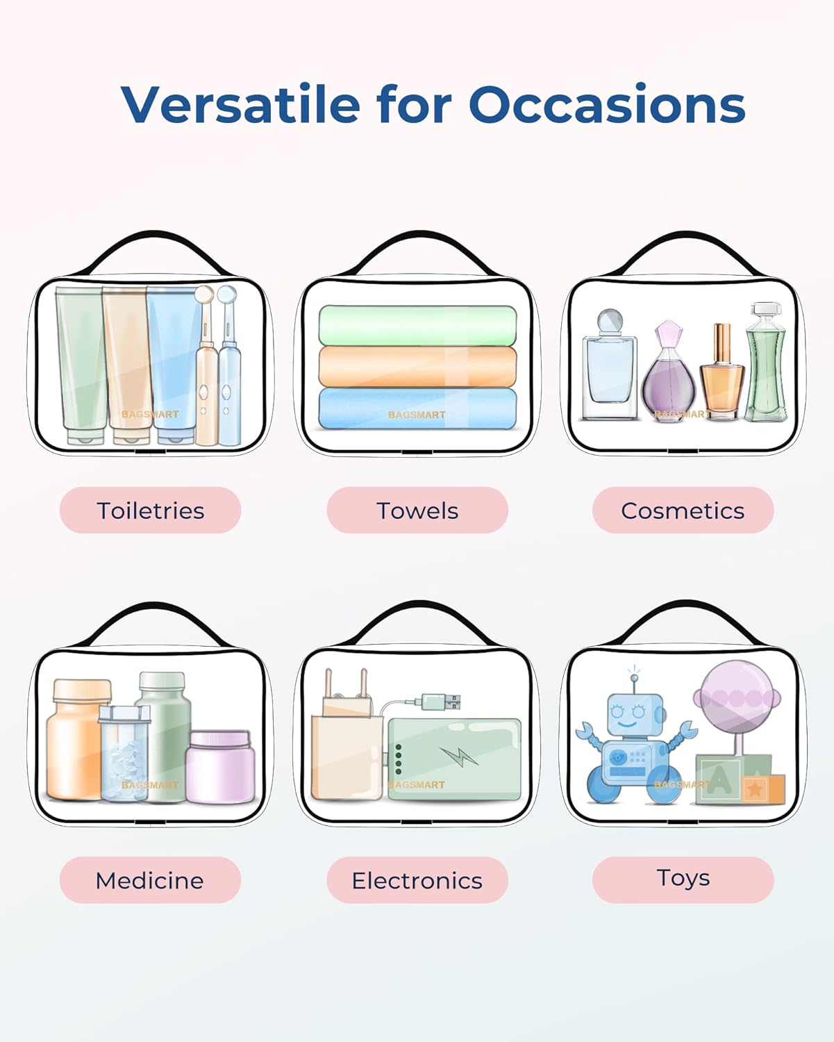 Bolsos De Maquillaje Transparentes Set X 3