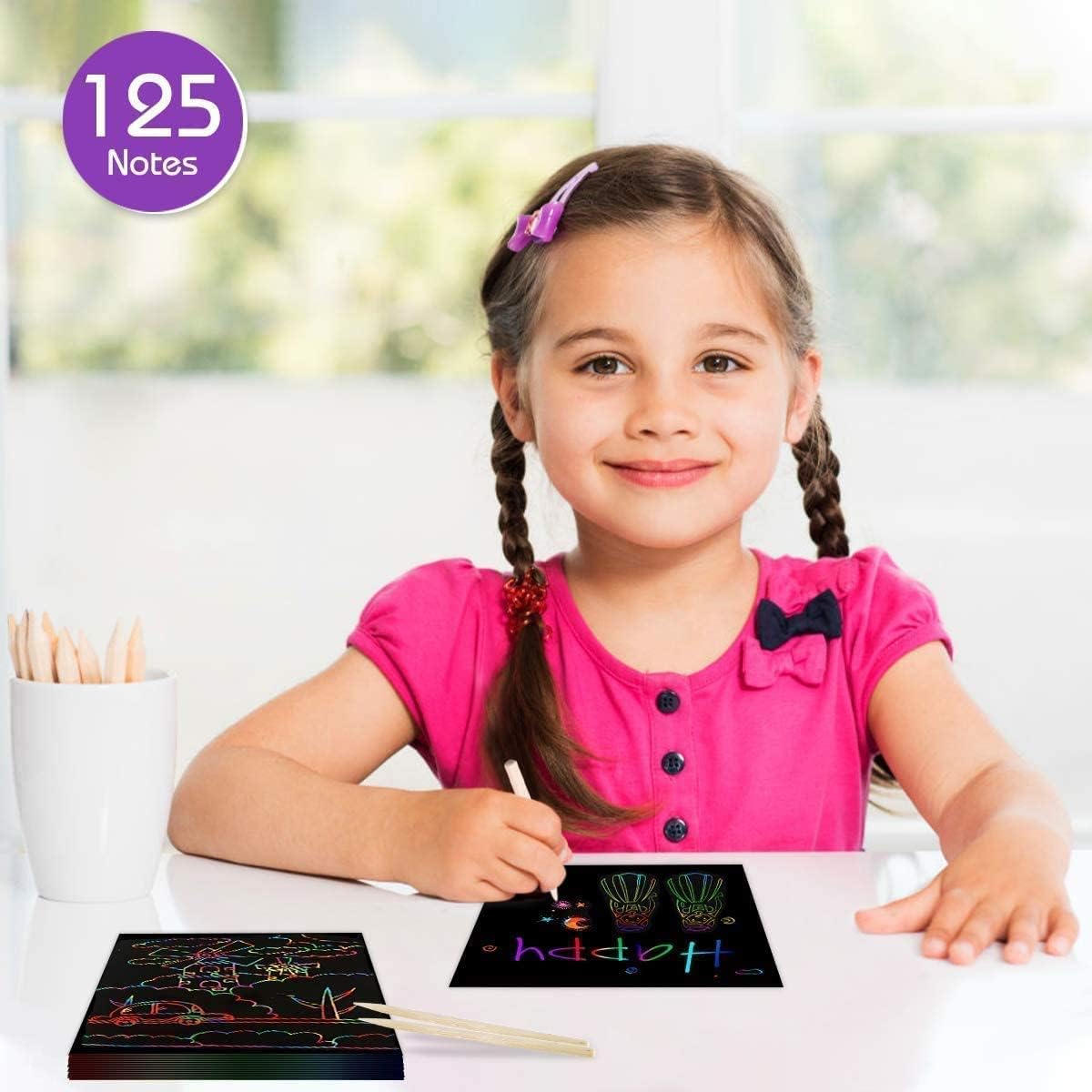 125 Tarjetas De Papel Mágico Arcoíris Infantil