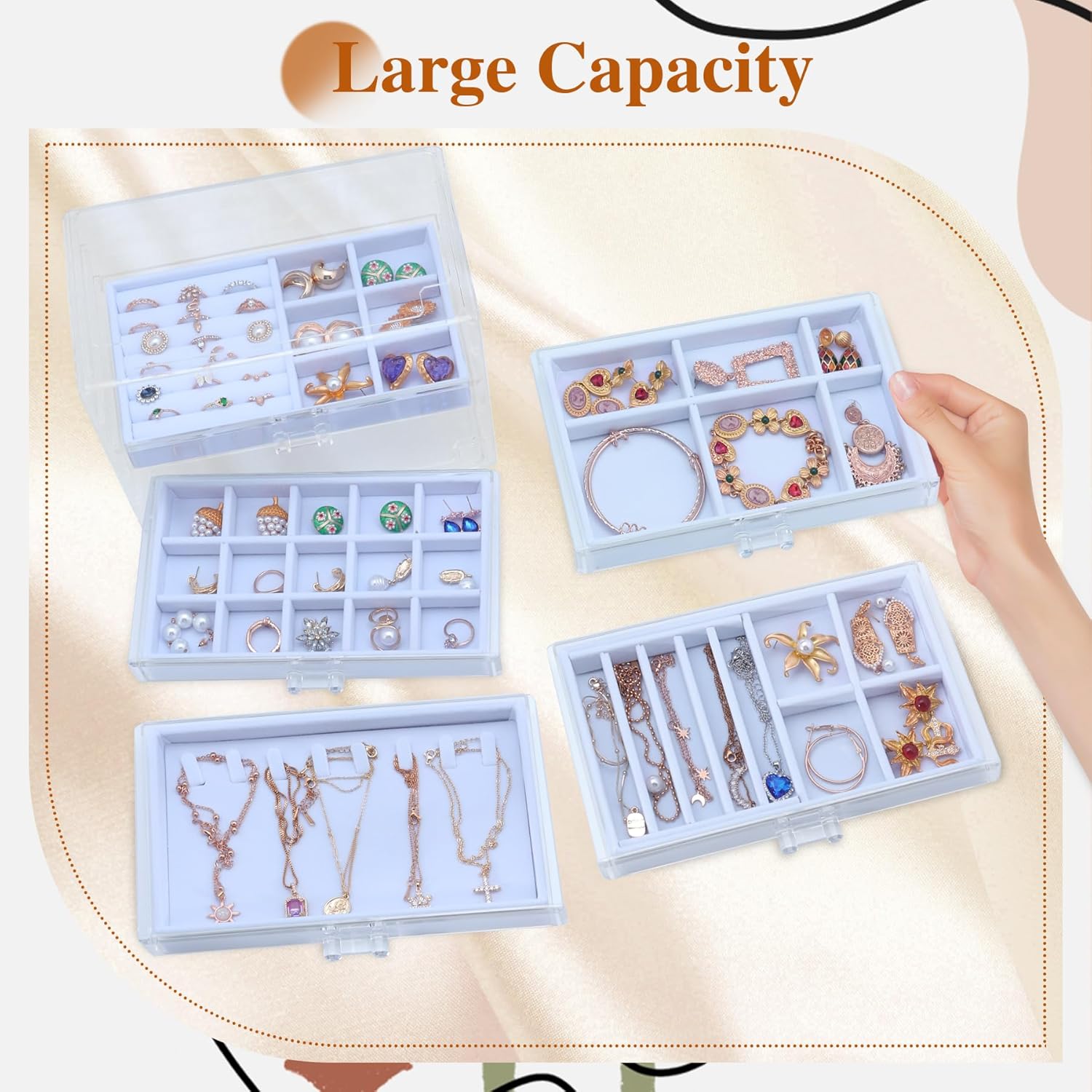 Organizador De Joyería 3 Cajones Acrílico Terciopelo