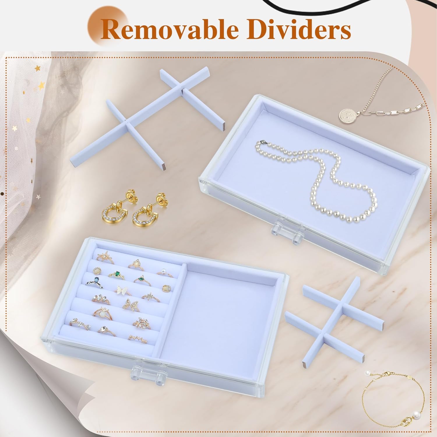 Organizador De Joyería 3 Cajones Acrílico Terciopelo