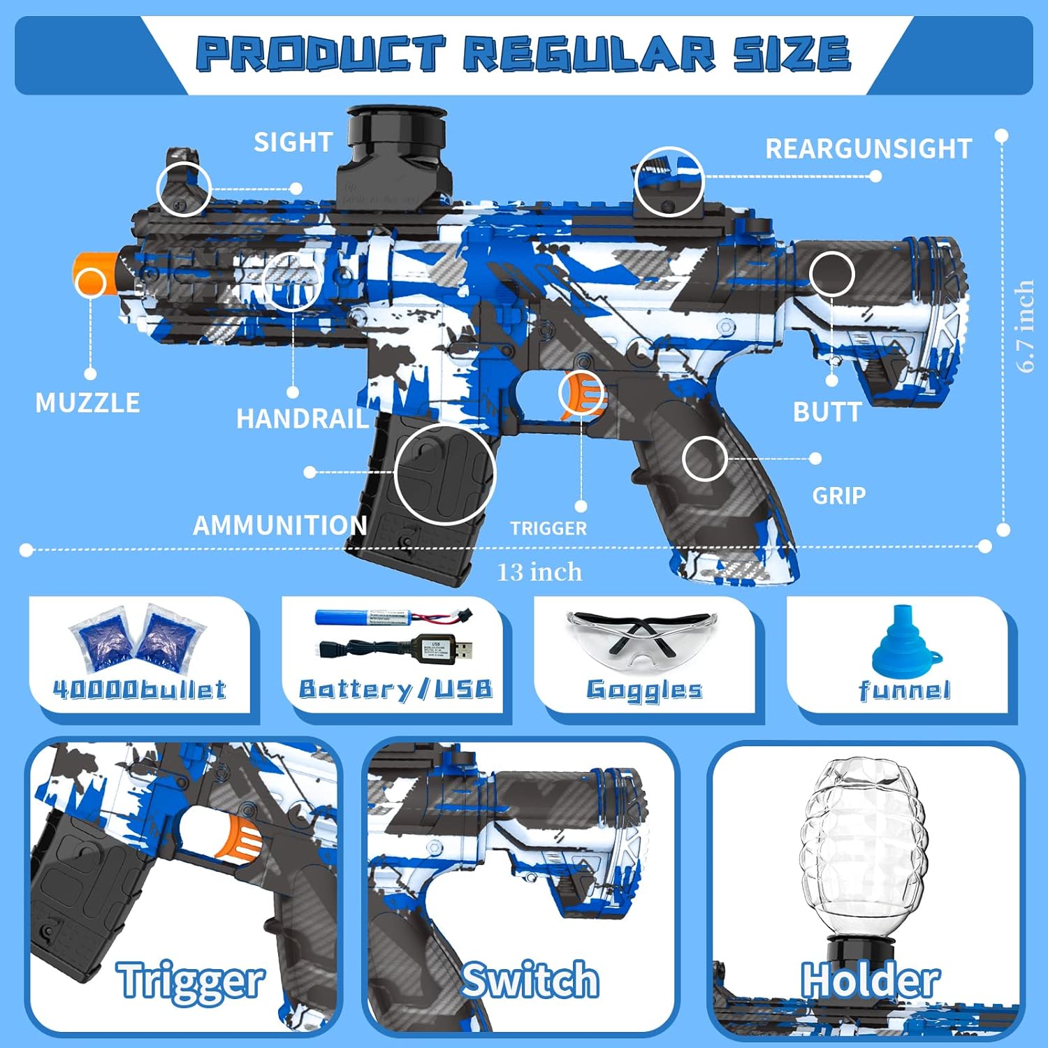 Pistola Hydrogel Usb Mas D 40000 Cargas Y Gafas