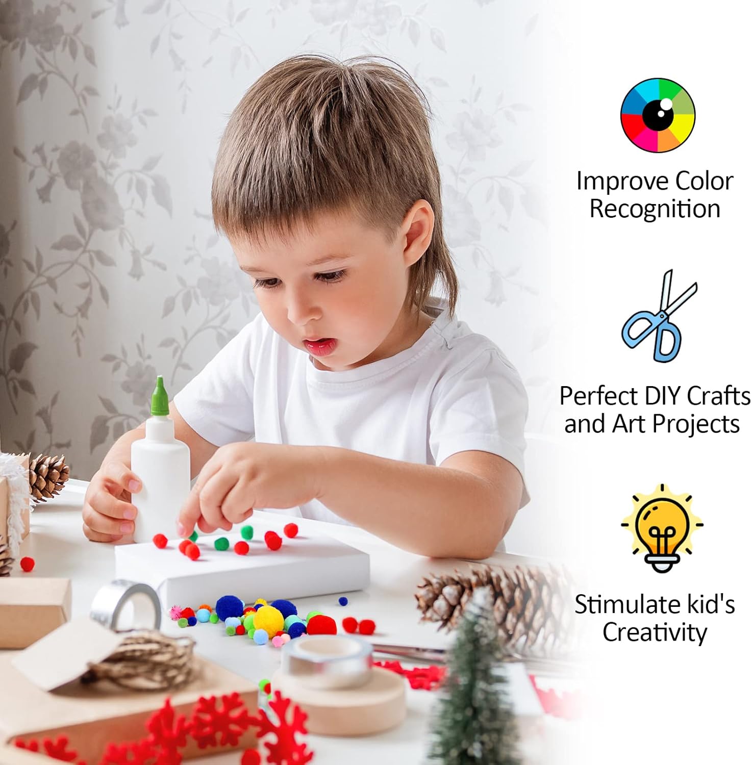 900 Pompones Multicolor Para Artes y Manualidades