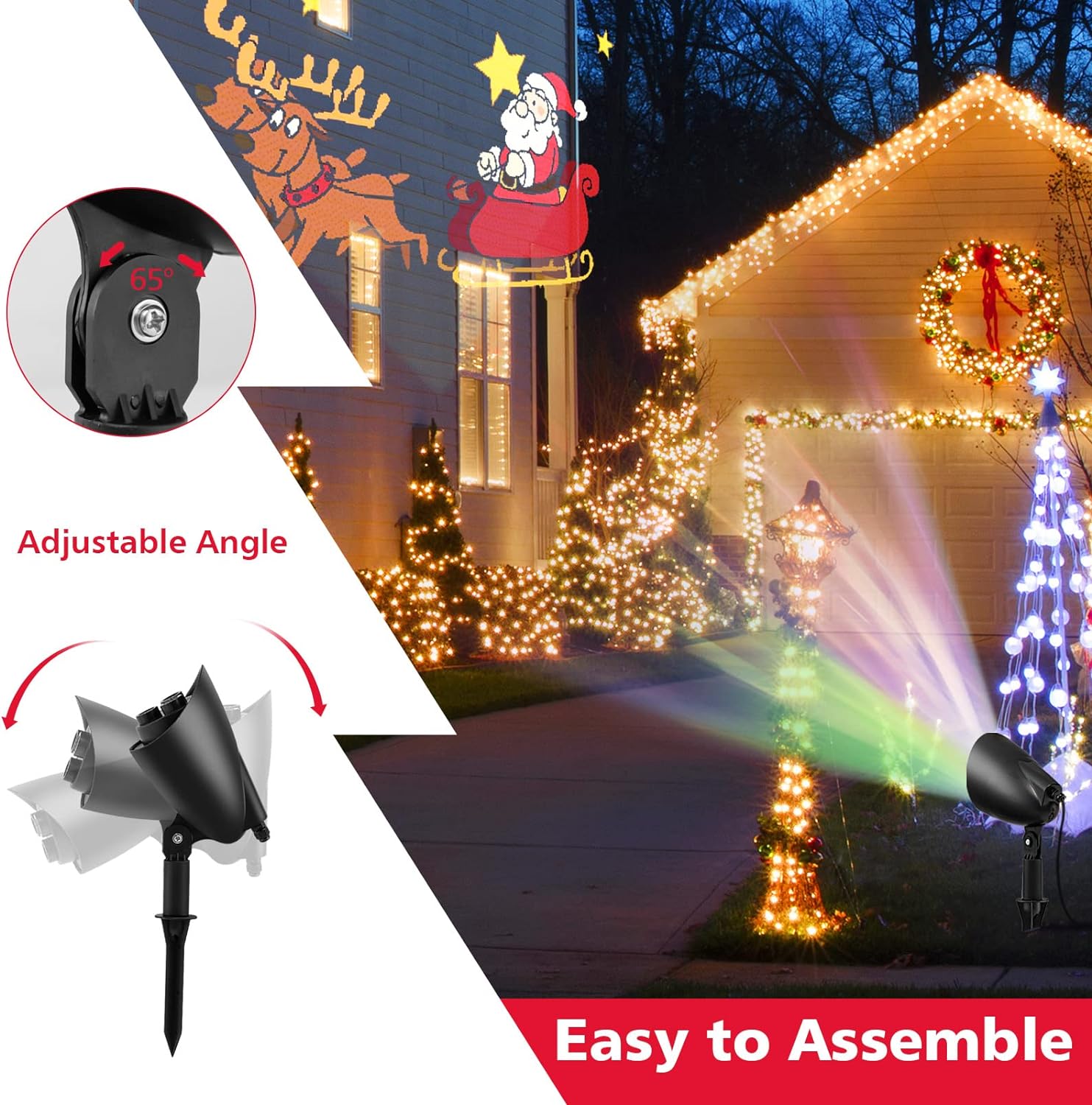 Proyector Papá Noel Led Giratoria Y Movimiento