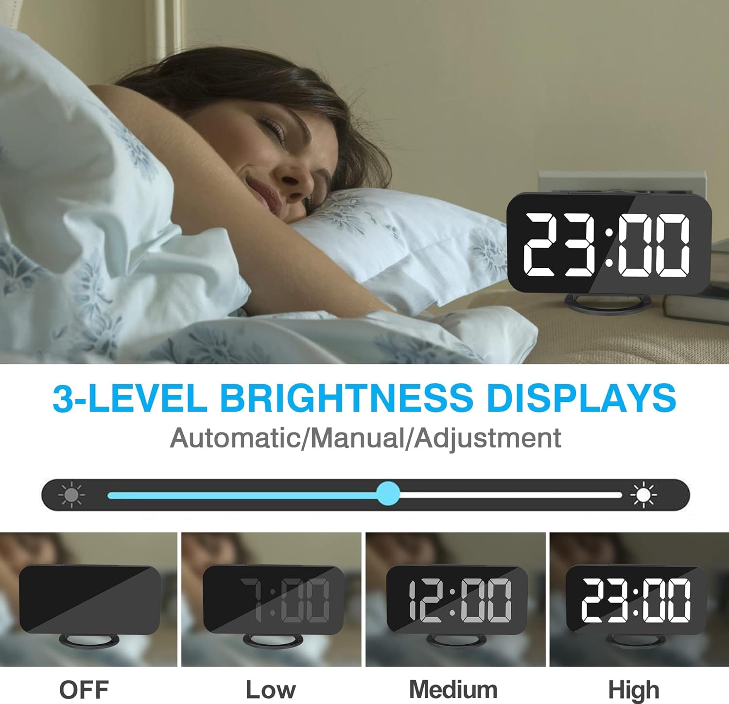 Reloj Digital Pantalla Grande Led Y Puertos Usb