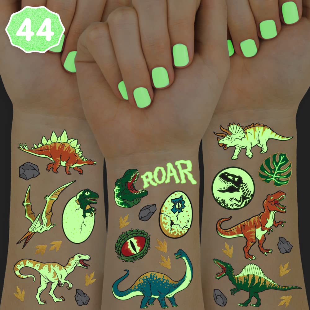 Sorpresitas Unicornios y Dinosaurios Fluo Tatuajes Brillantes