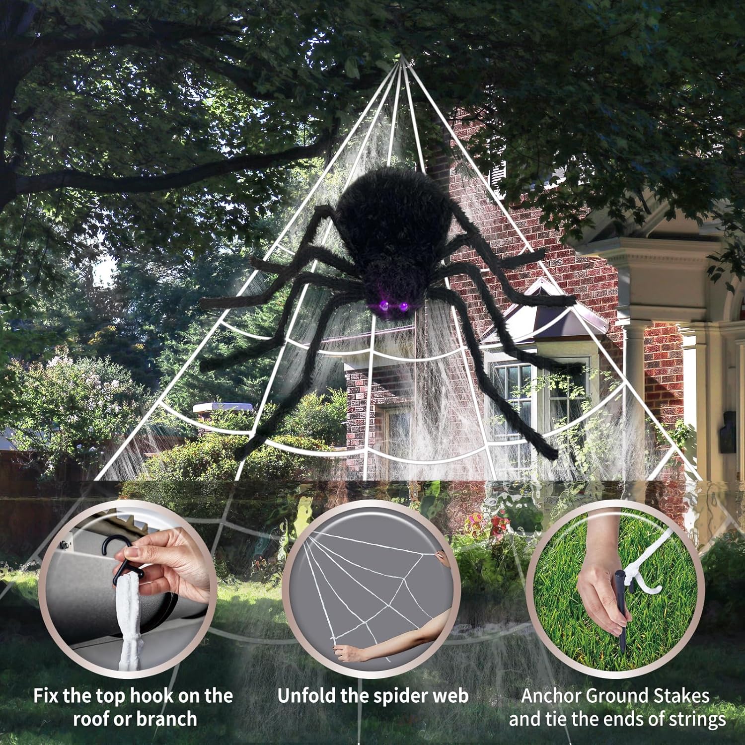 Halloween Decoración Jardin Telaraña Gigante