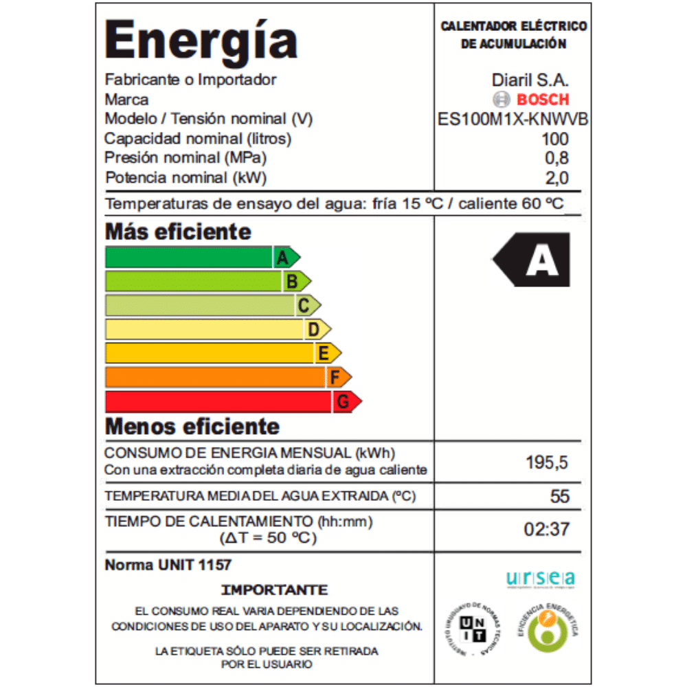 Termotanque Bosch Calefon 30 Litros Blanco