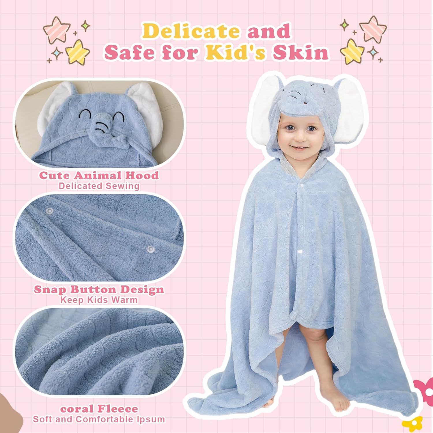 Toalla De Baño Con Capucha Infantil De Animales