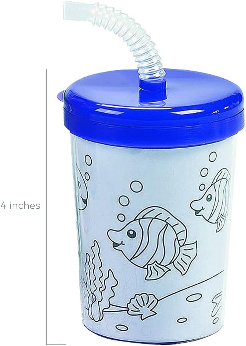 Vasos De Plástico Para Colorear Pack Cumple X12