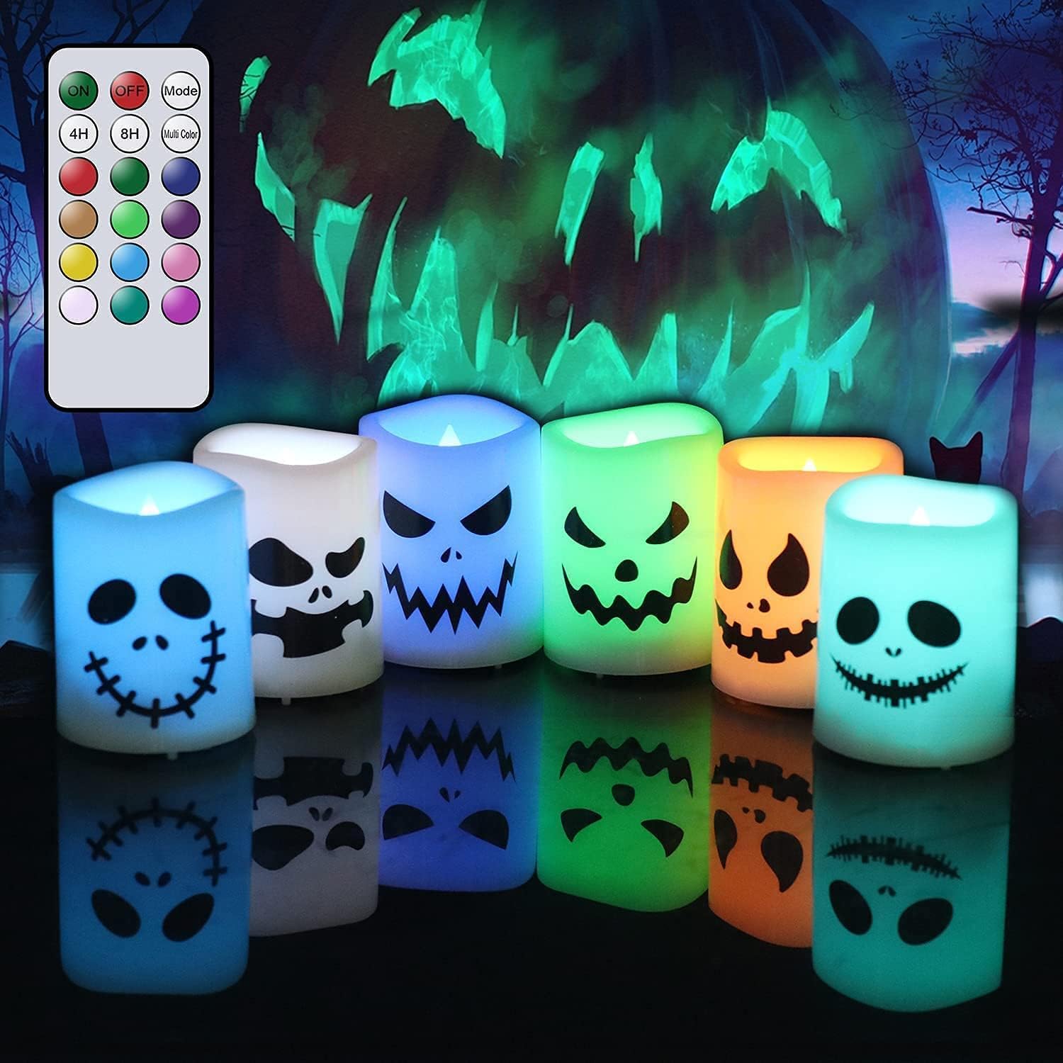 Velas Led Cambio De Color 6 Unidades Halloween