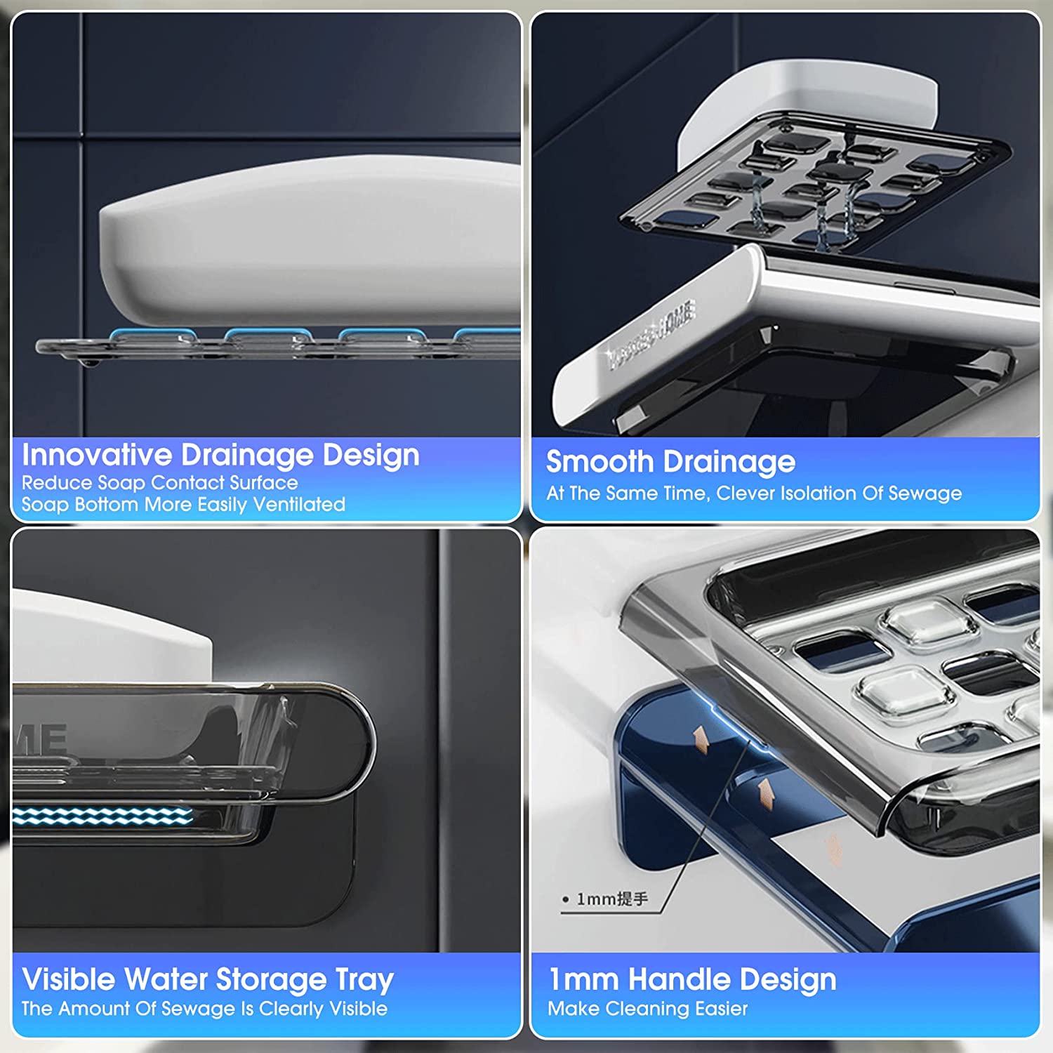 Jabonera Para Ducha Pared Autodrenante Succión