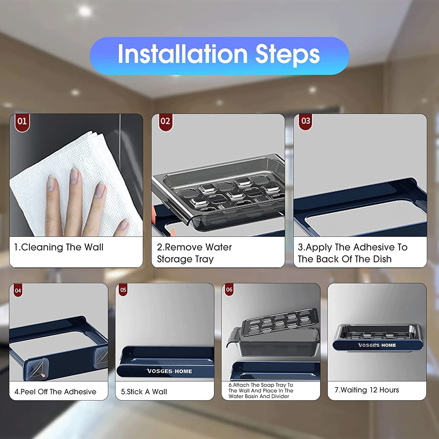 Jabonera Para Ducha Pared Autodrenante Succión