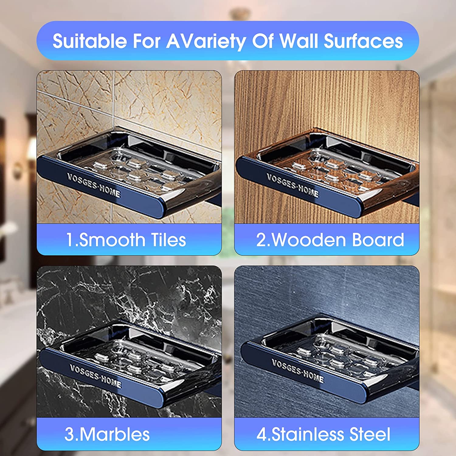 Jabonera Para Ducha Pared Autodrenante Succión