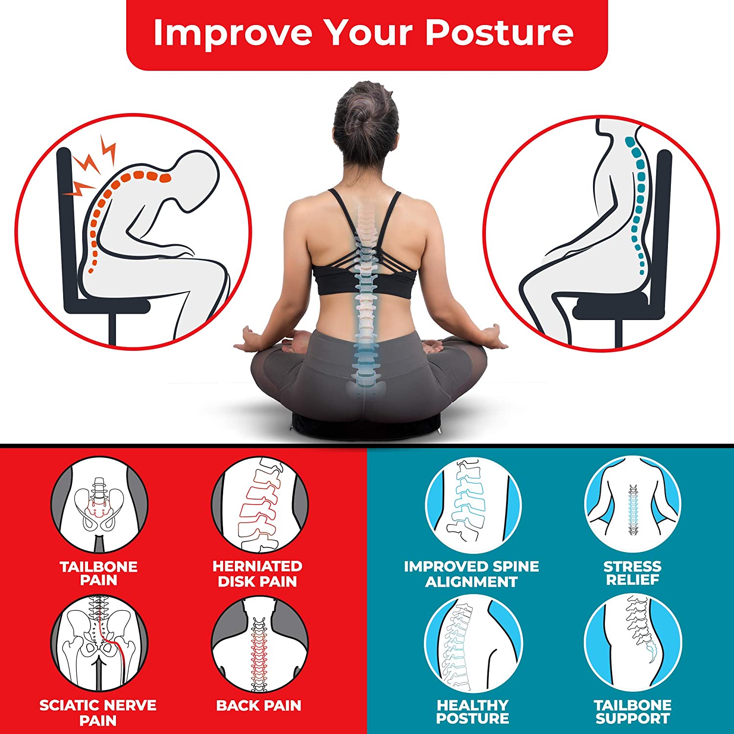 Almohada ortopédica aro alivia dolores de espalda hemorroides