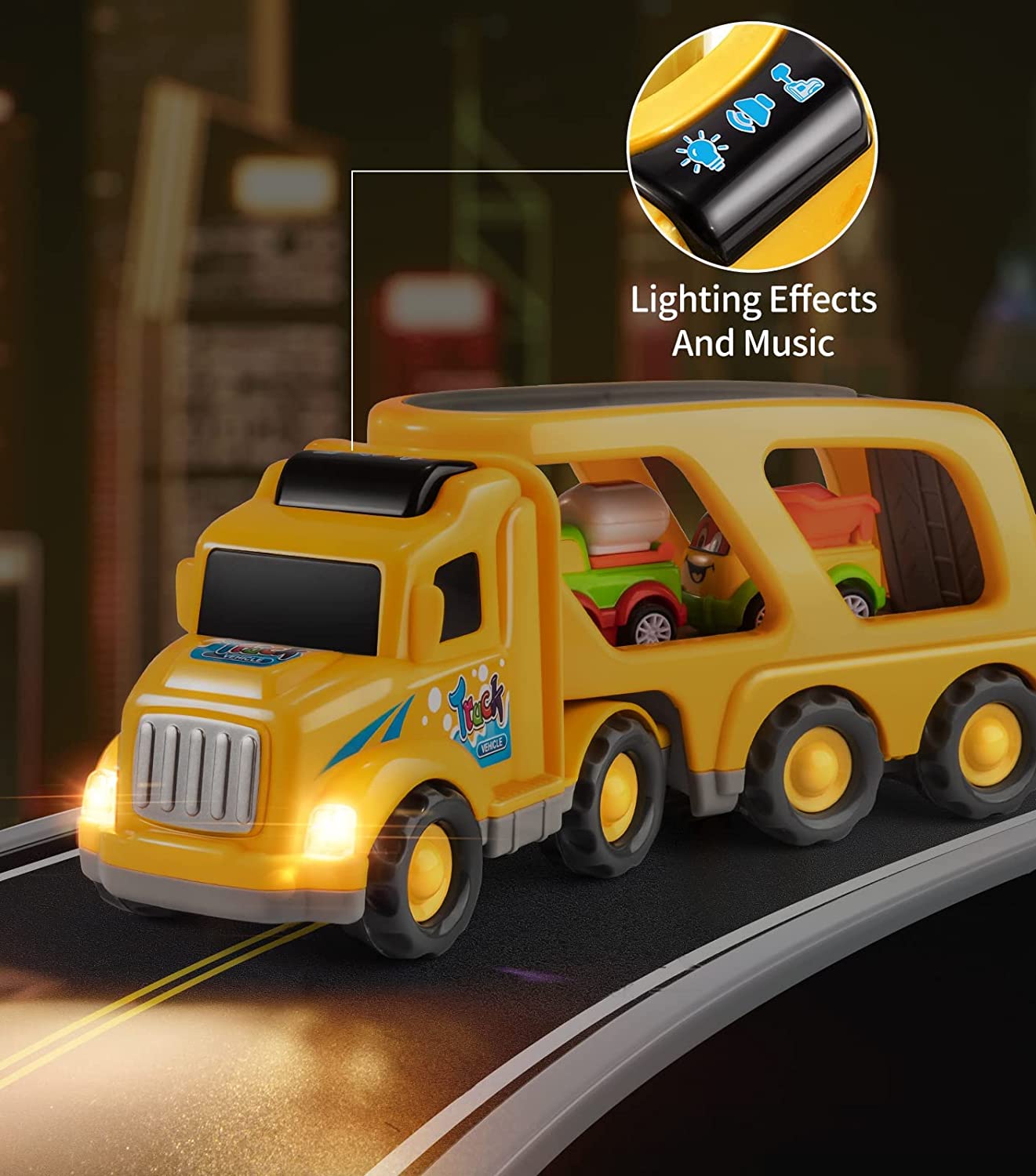 Camiones Grandes Y Chicos Sonido y luces Juego Completo