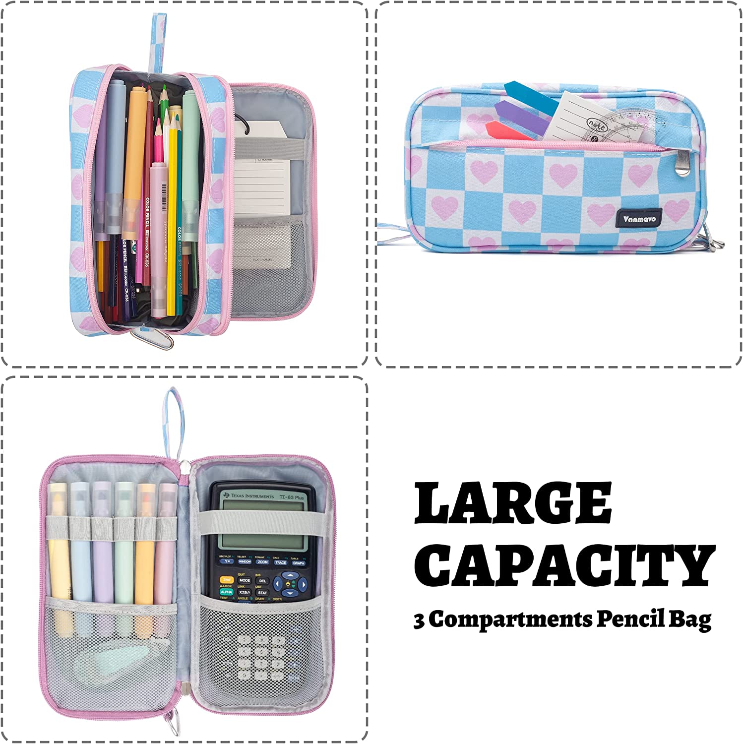 Cartuchera Gran Capacidad 3 Compartimientos