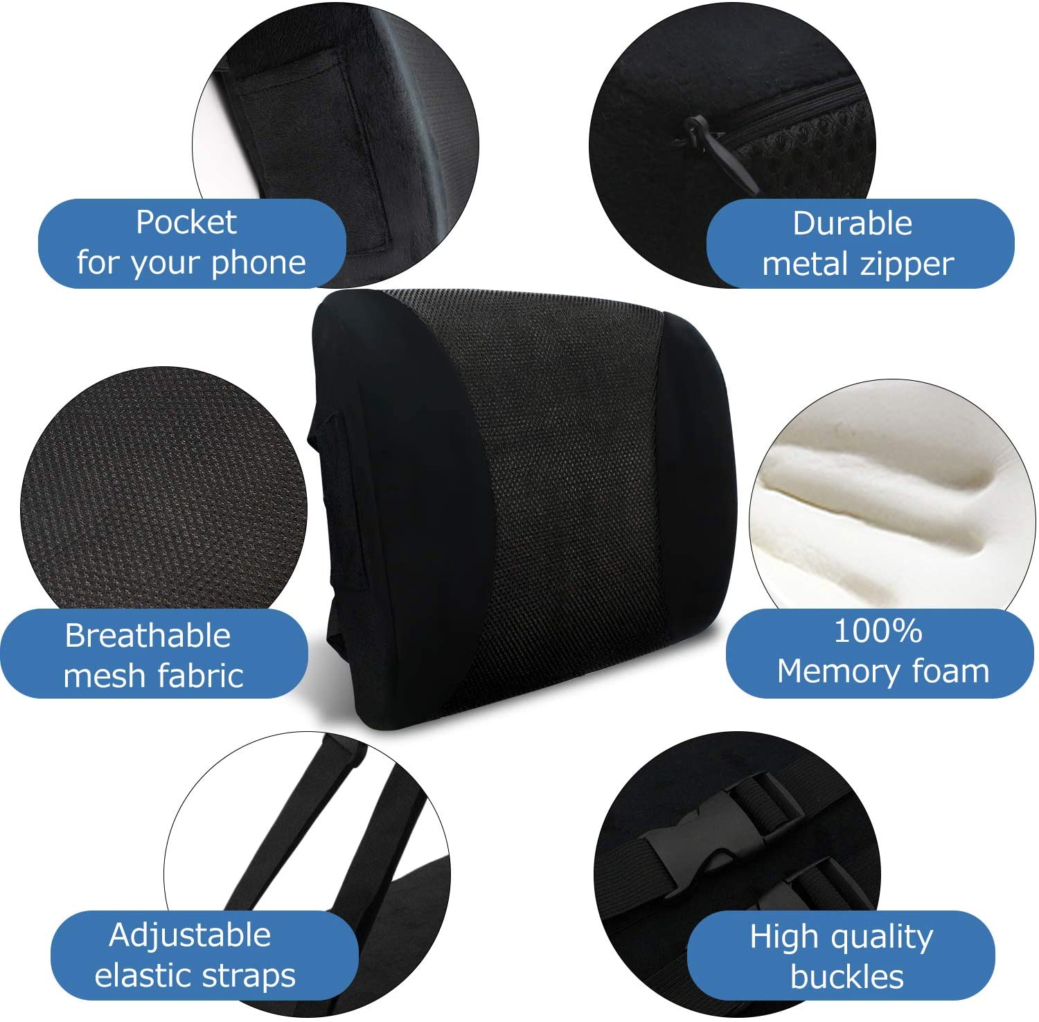 kit de Almohada y resplado para Silla cojin Lumbar