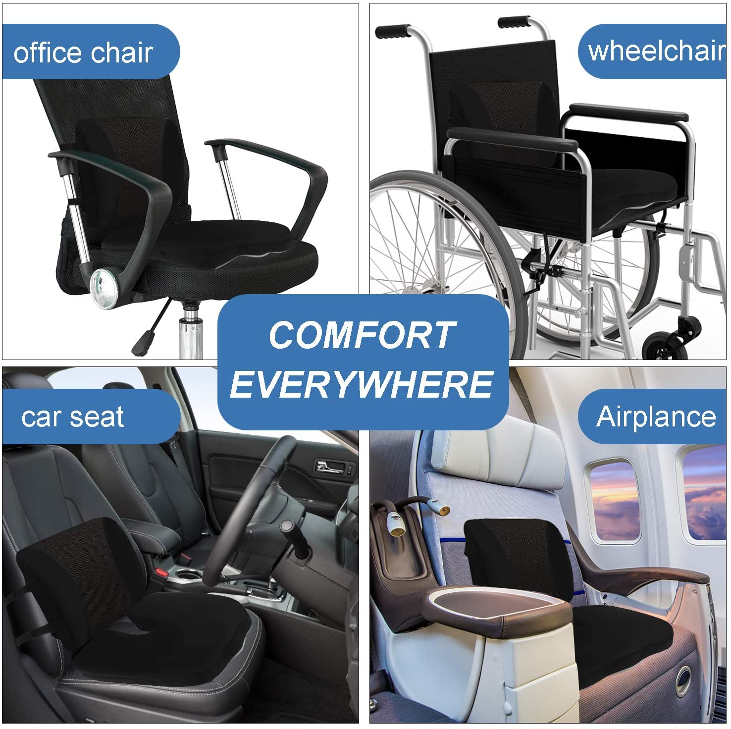 kit de Almohada y resplado para Silla cojin Lumbar