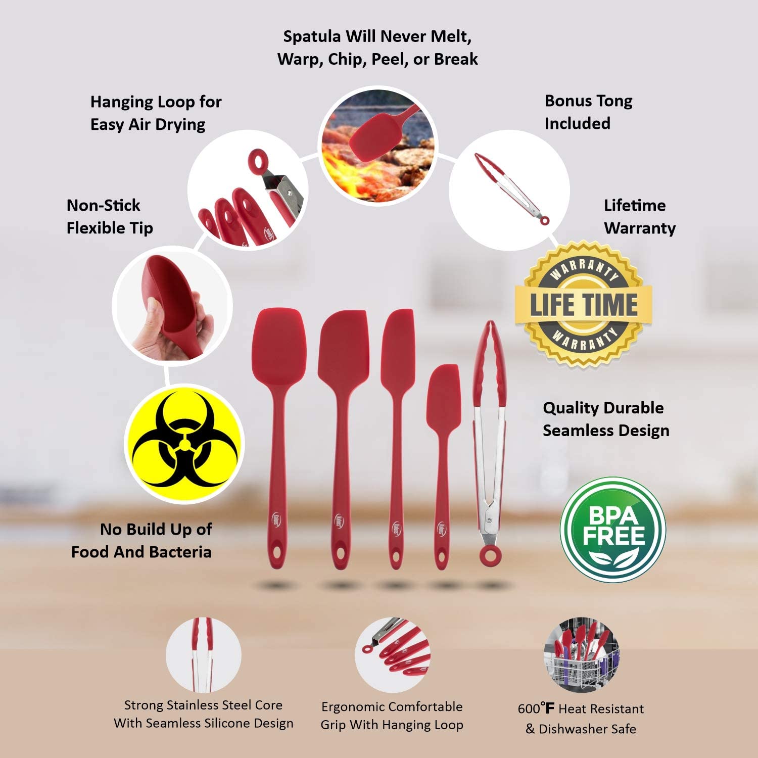 Juego de Espátulas Y Pinza De Silicona Núcleo De Acero