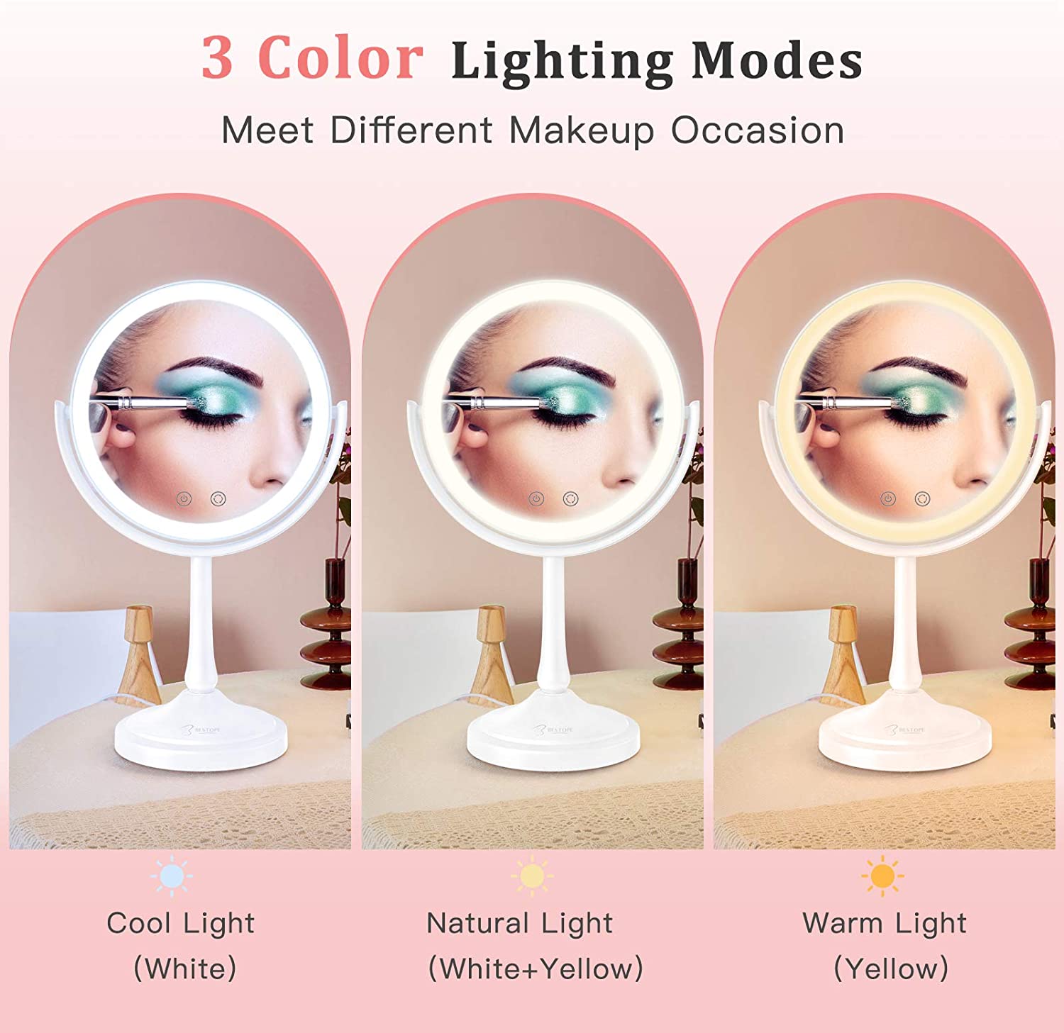 Espejo De Maquillaje Luz Led Doble Cara Bestope