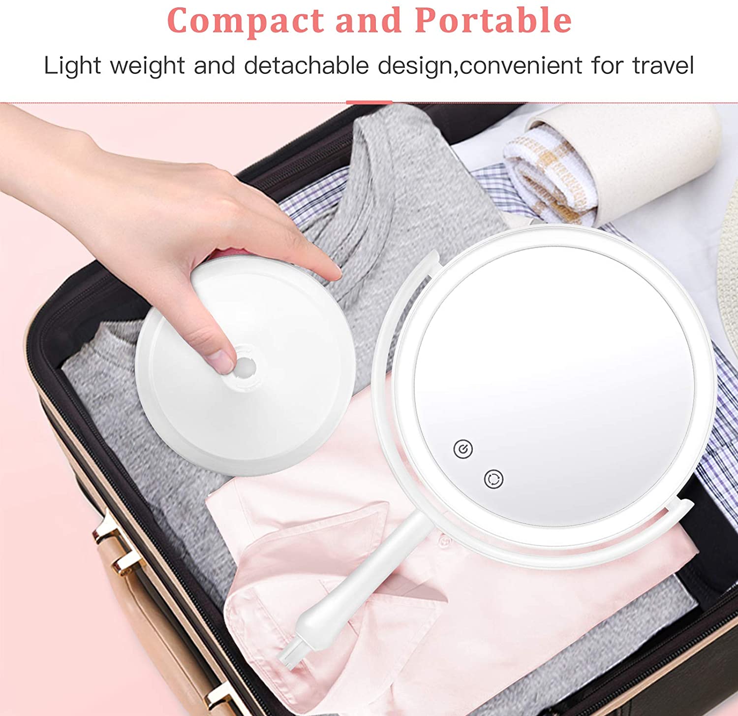 Espejo De Maquillaje Luz Led Doble Cara Bestope