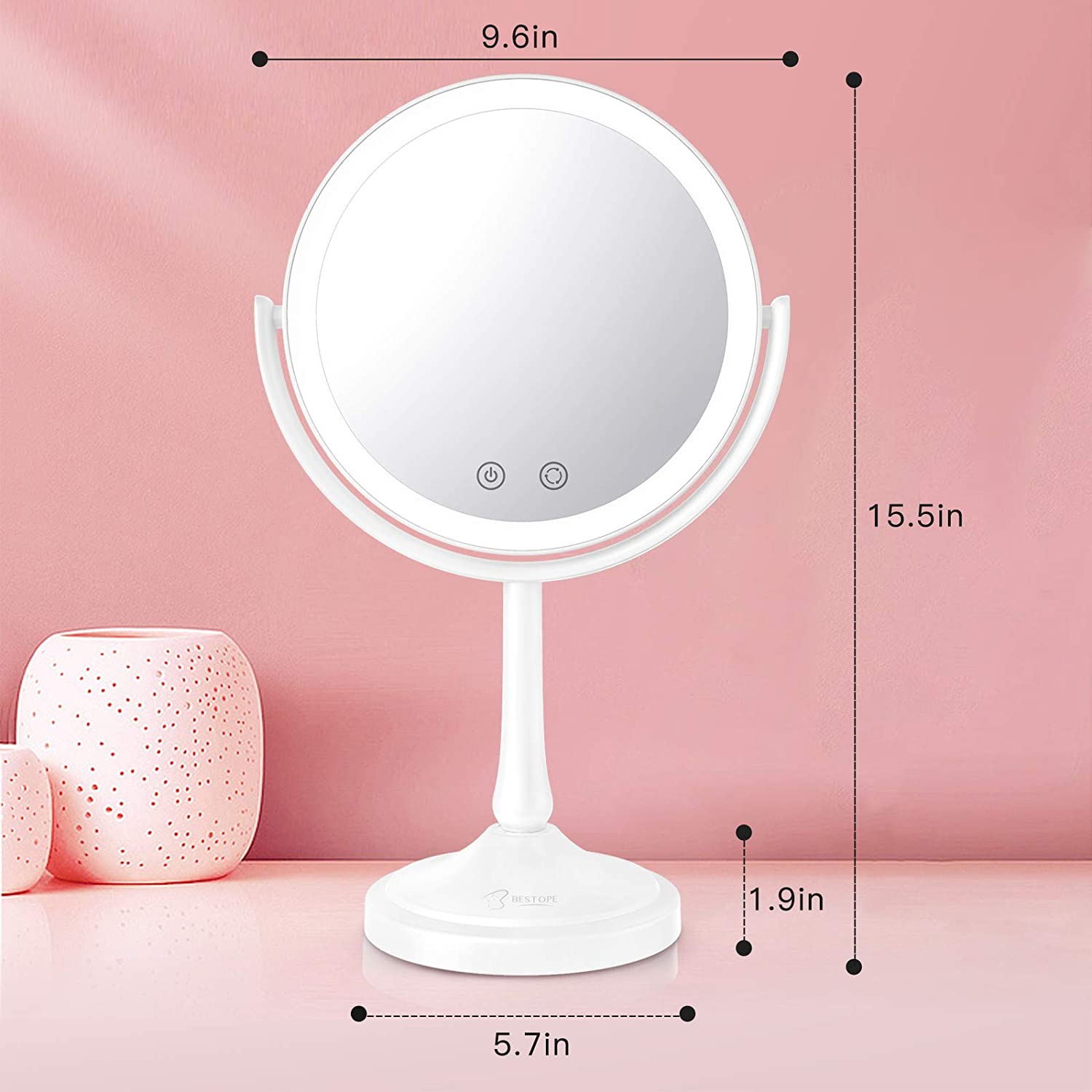 Espejo De Maquillaje Luz Led Doble Cara Bestope