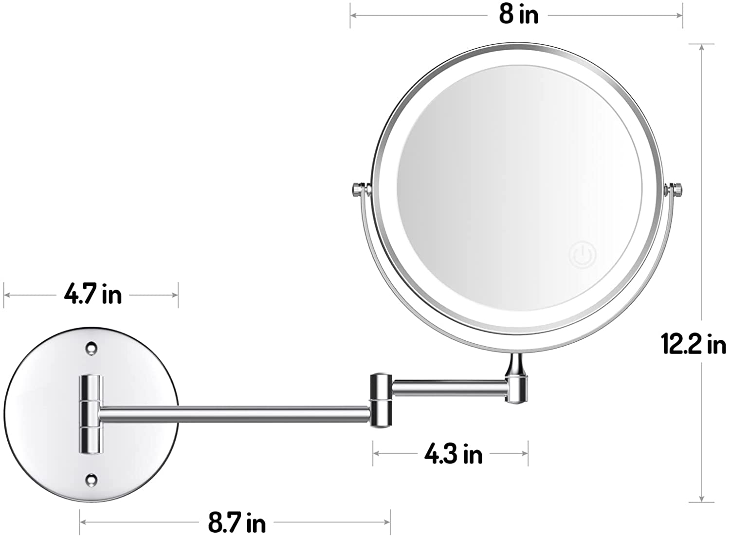 Espejo De Maquillaje De Doble Cara Aumento X 10.