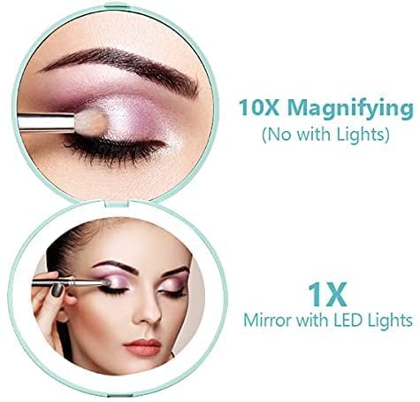 Espejo compacto con luz usb x 10 de aumento.