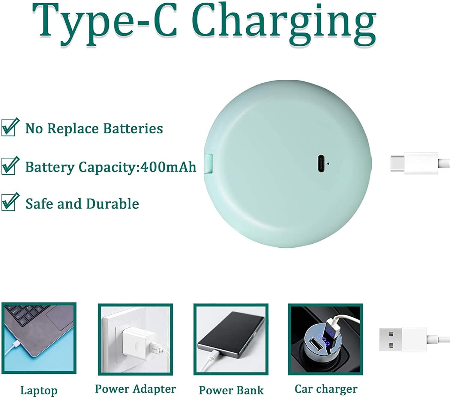 Espejo compacto con luz usb x 10 de aumento.