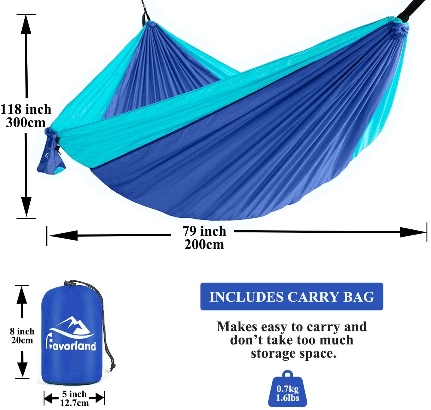 Hamaca Doble Tela Paracaídas Liviana Y Fuerte