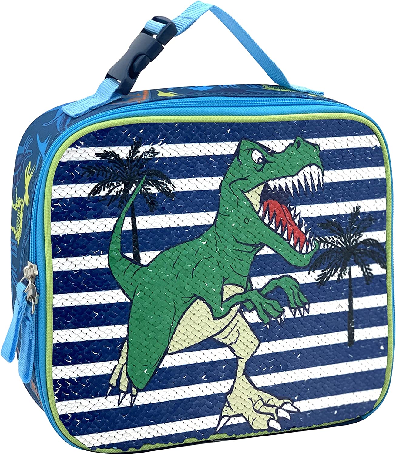 Lunchera Reversible Con Lentejuelas Dinosaurio