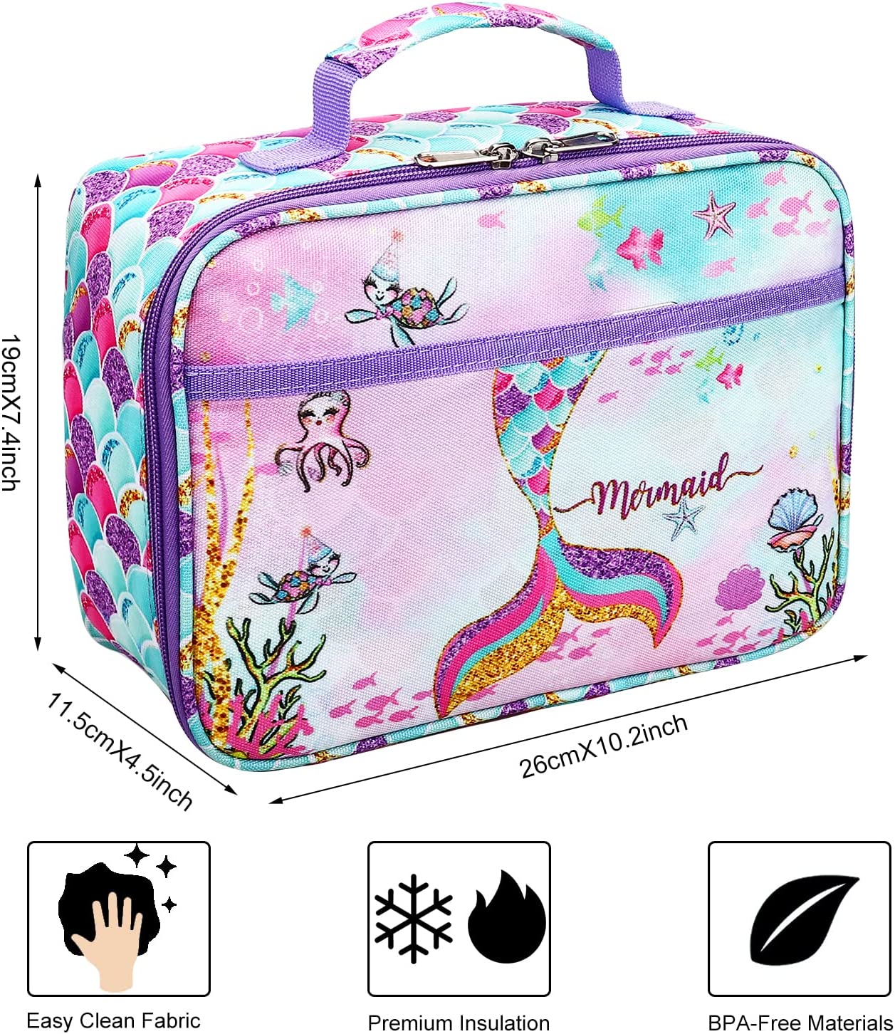 Lonchera Sirena Aislada Fuerte Y Reutilizable