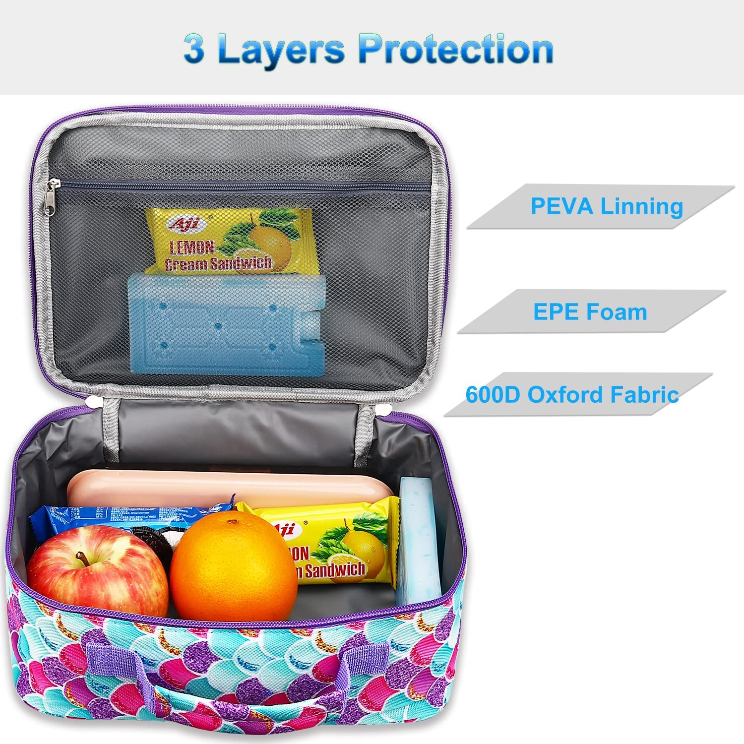 Lonchera Sirena Aislada Fuerte Y Reutilizable