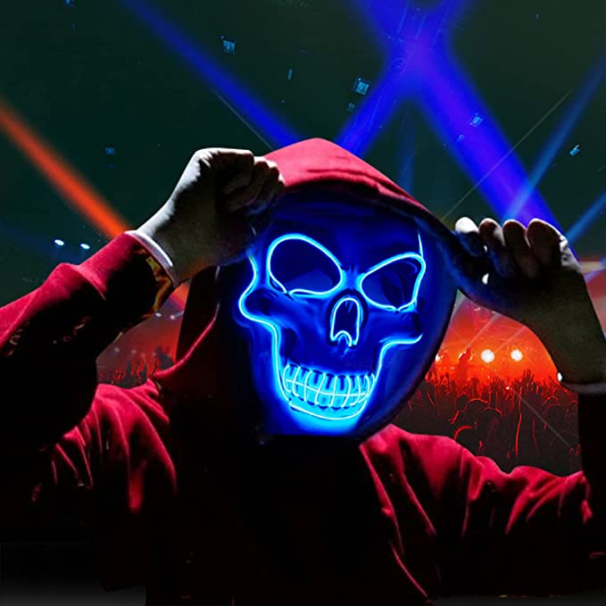 Máscara De Halloween Con Luz Led calavera de Terror