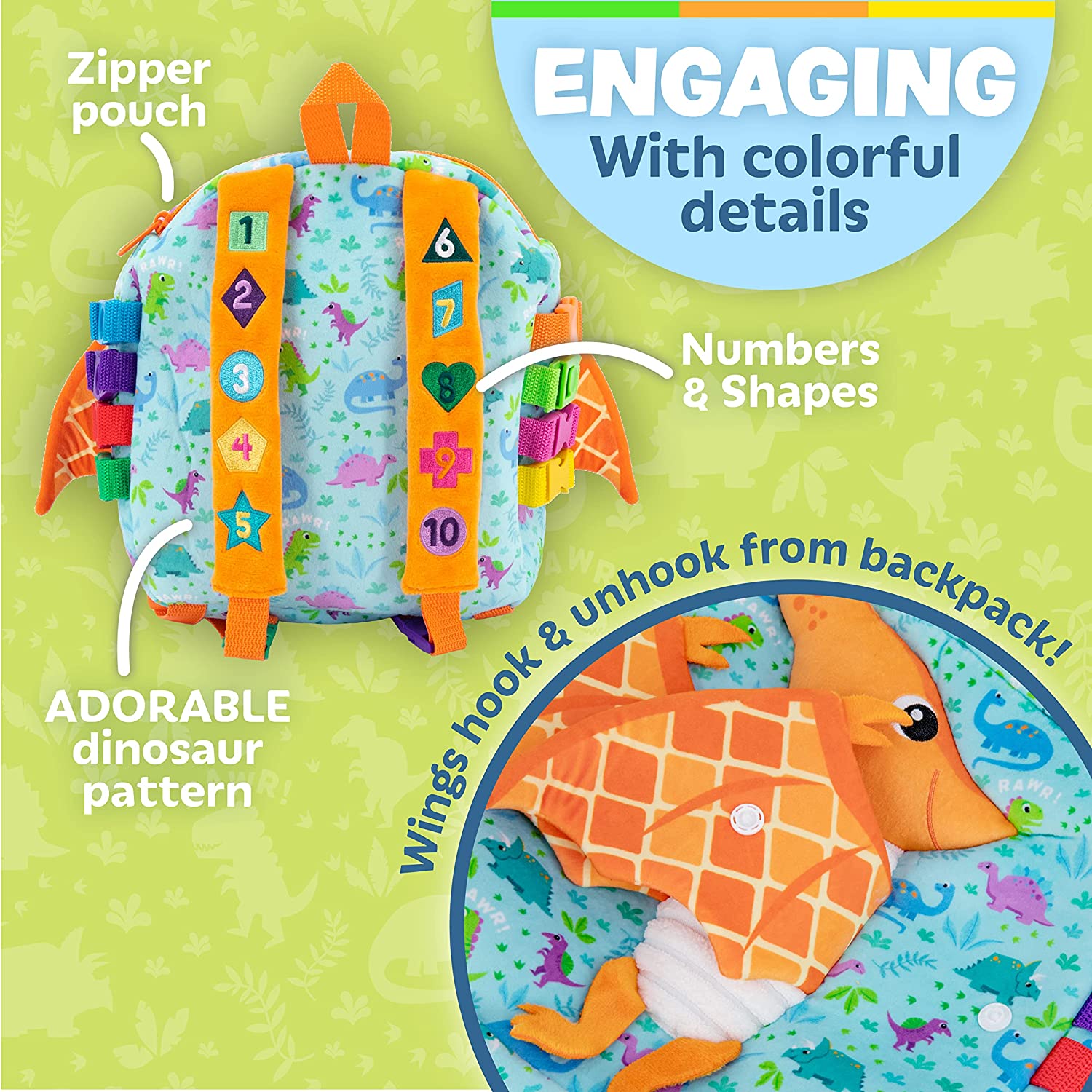 Mochila De Dinosaurio Breezy Juego Educativo