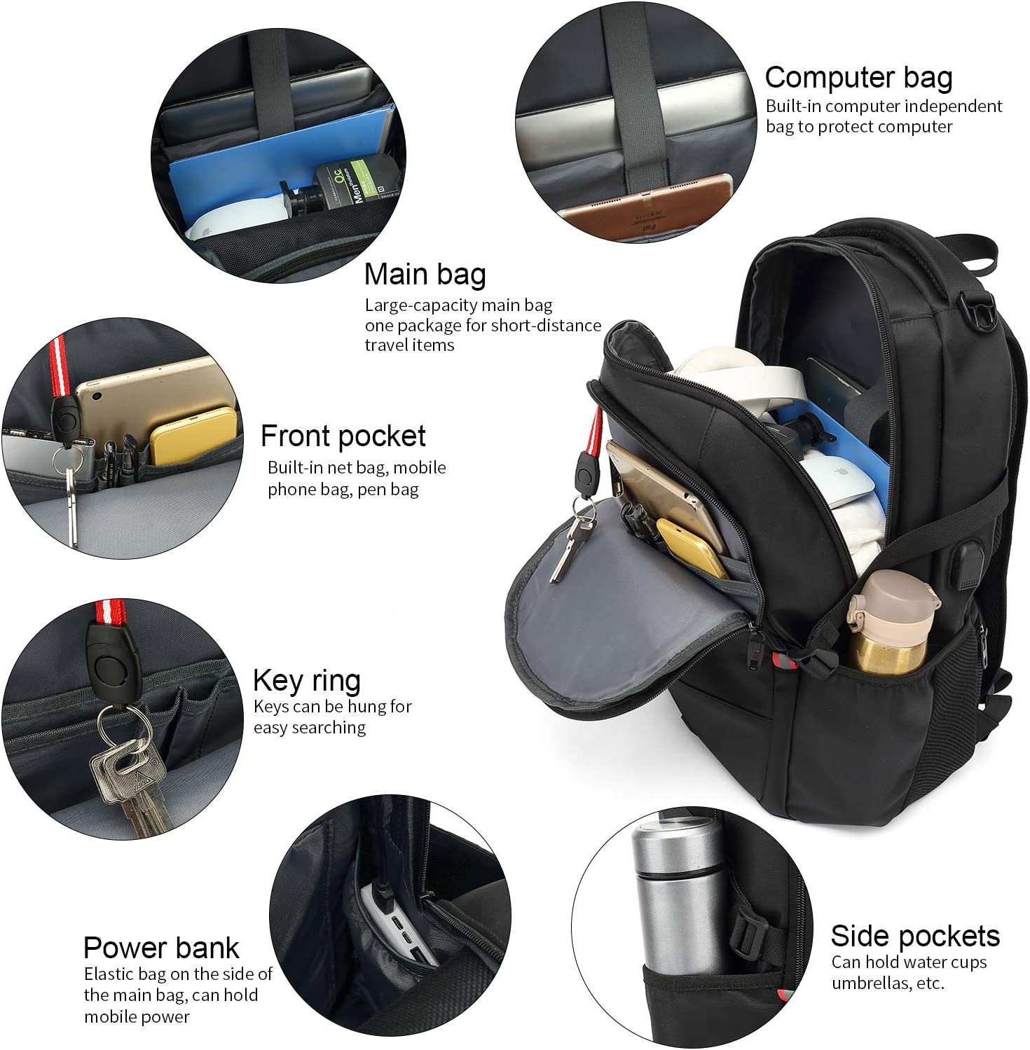 Mochila Para Compu 15 Impermeable Antirrobo Usb