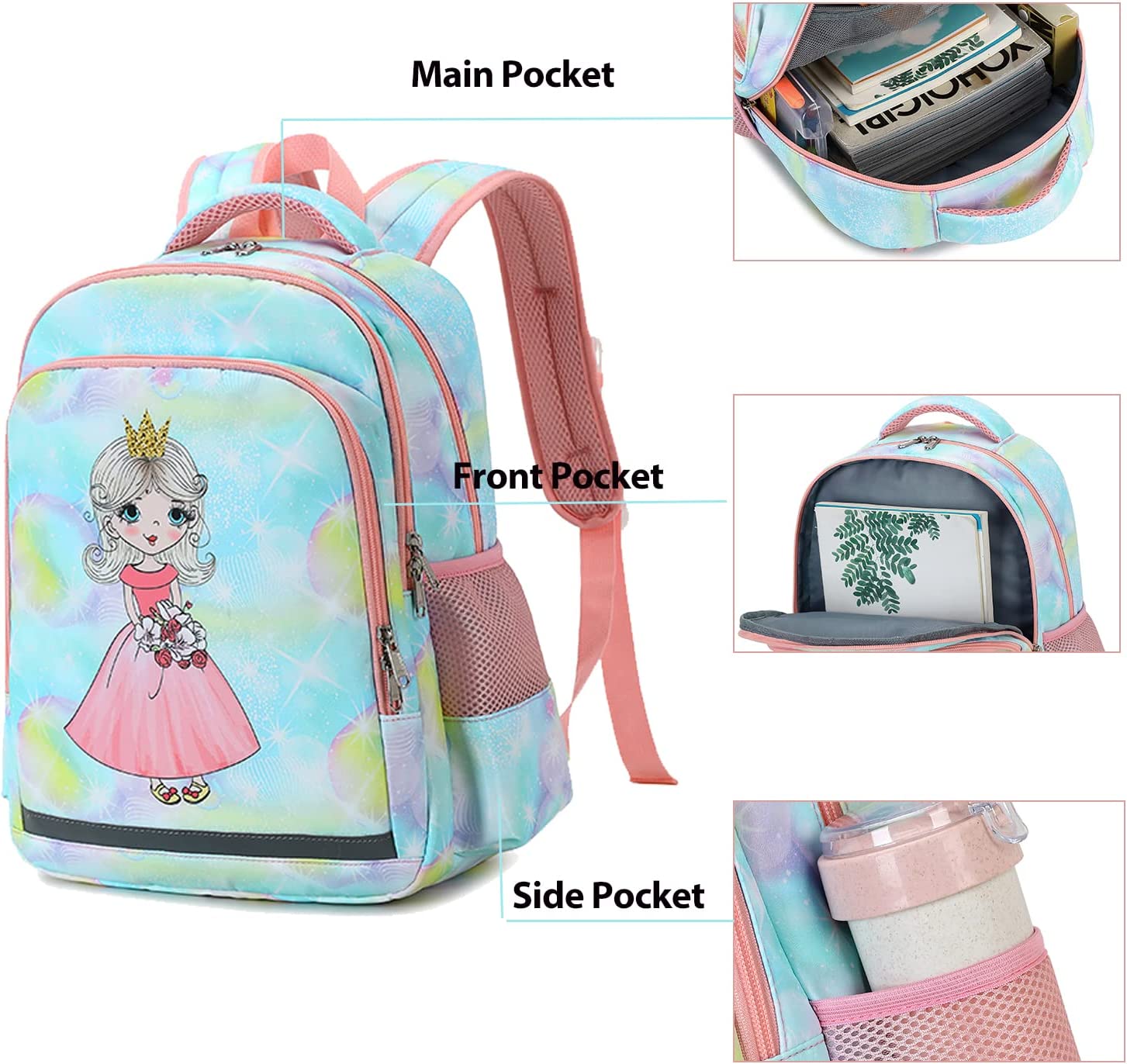 Mochila De Princesa Con Lonchera Y Cartuchera