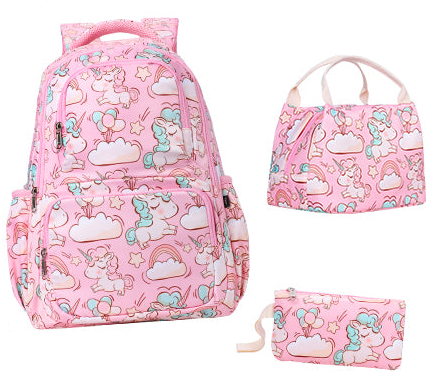 Set Escolar Unicornio Mochila Lonchera y Cartuchera