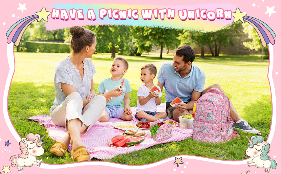 Set Escolar Unicornio Mochila Lonchera y Cartuchera