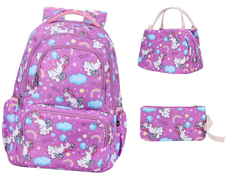 Set Escolar Unicornio Mochila Lonchera y Cartuchera