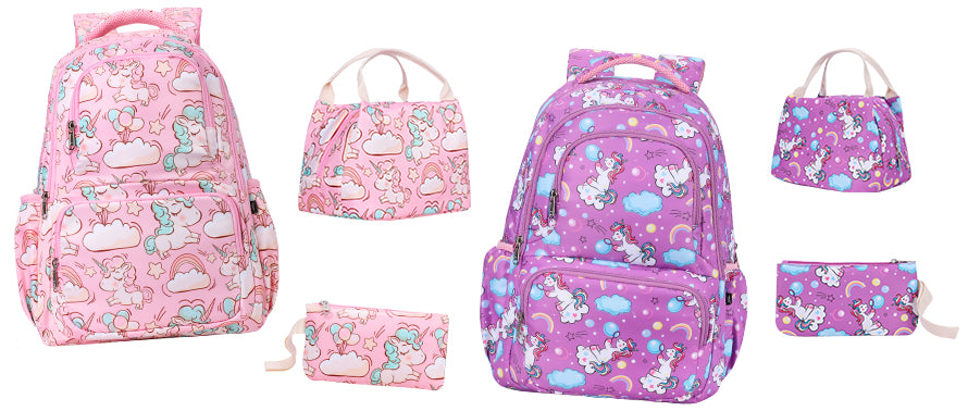 Set Escolar Unicornio Mochila Lonchera y Cartuchera