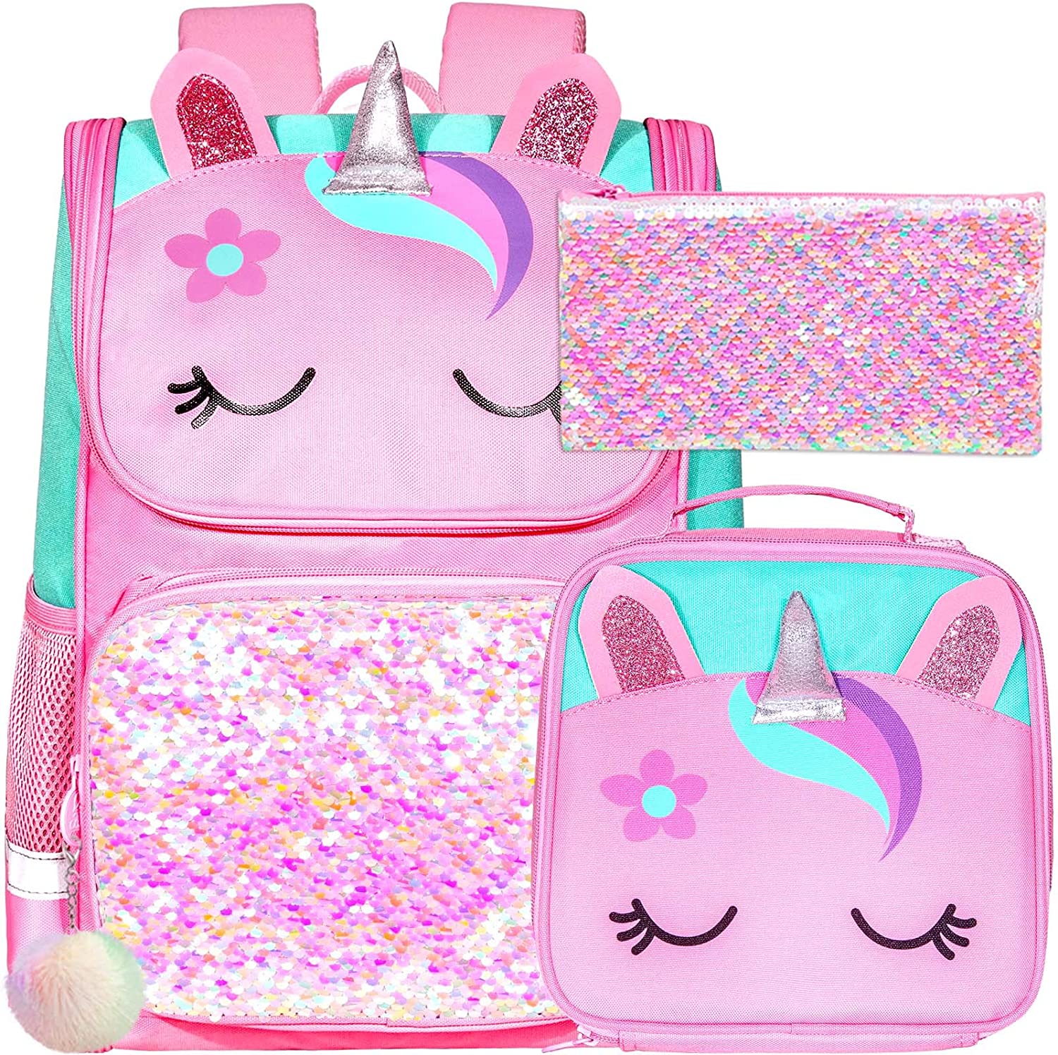 Mochila Unicornio Con Lonchera Y Cartuchera