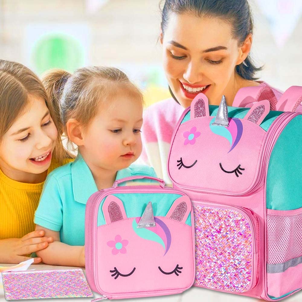 Mochila Unicornio Con Lonchera Y Cartuchera