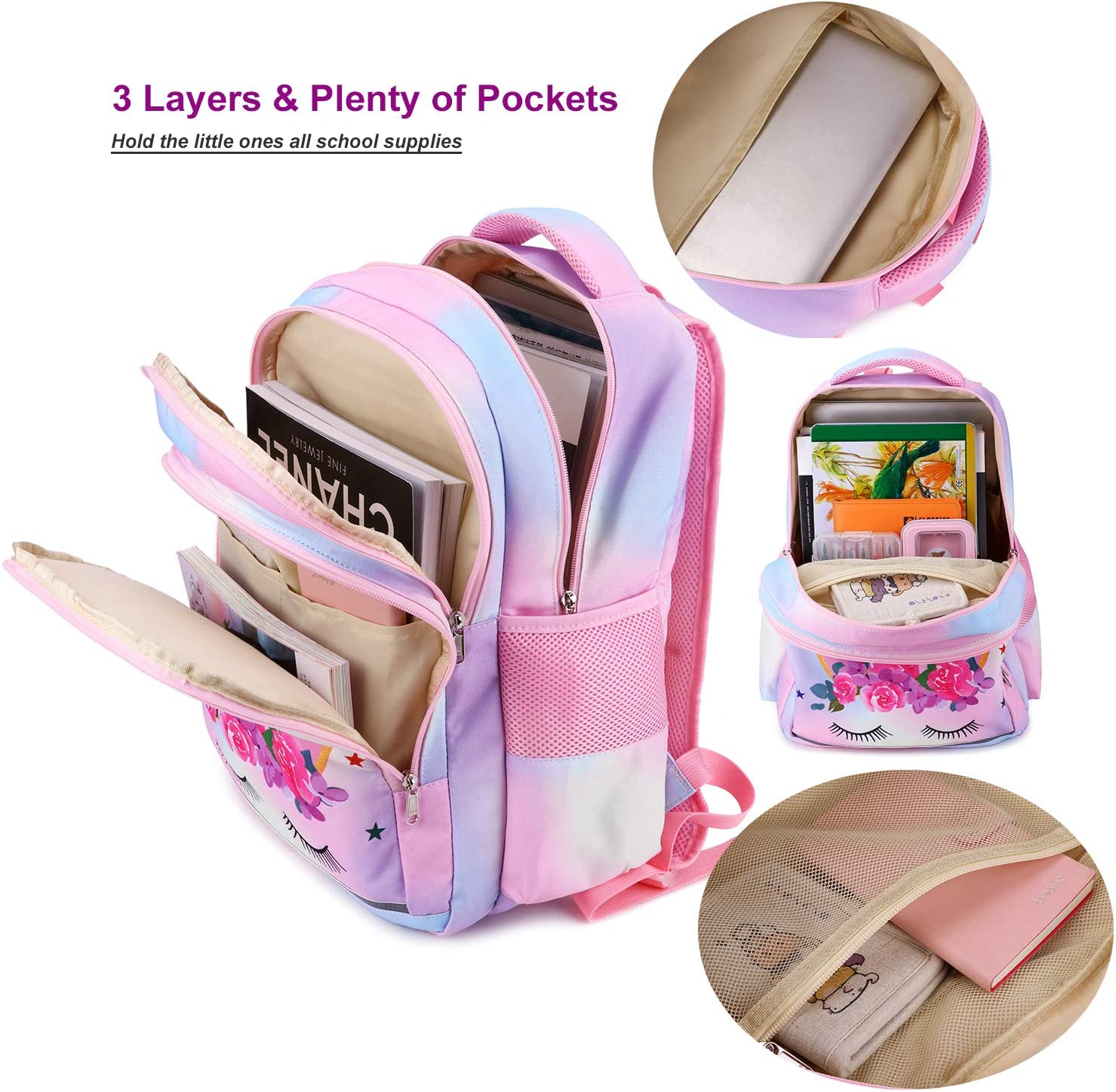 Mochila Escolar Con Lonchera Unicornio Grande