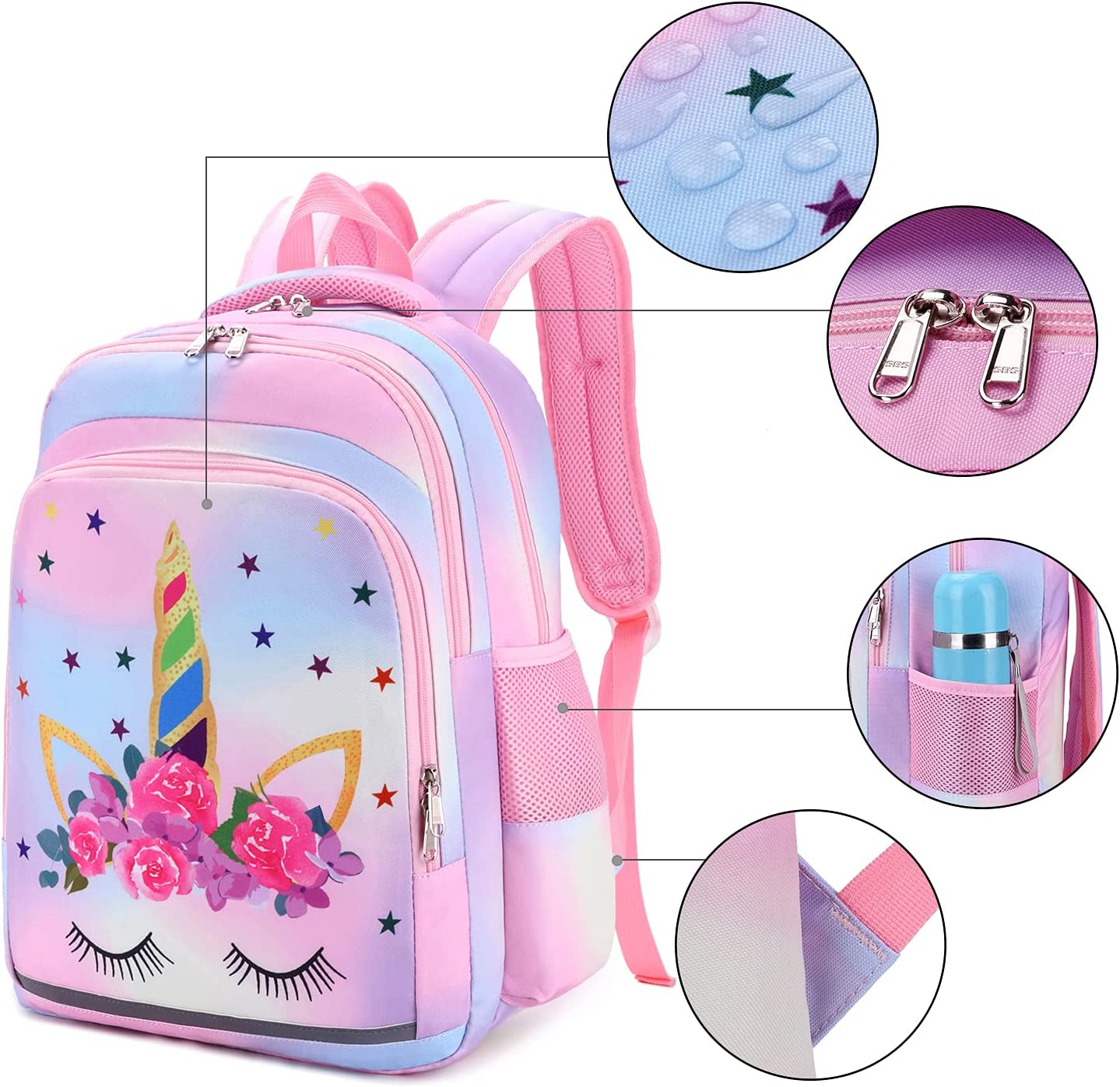 Mochila Escolar Con Lonchera Unicornio Grande