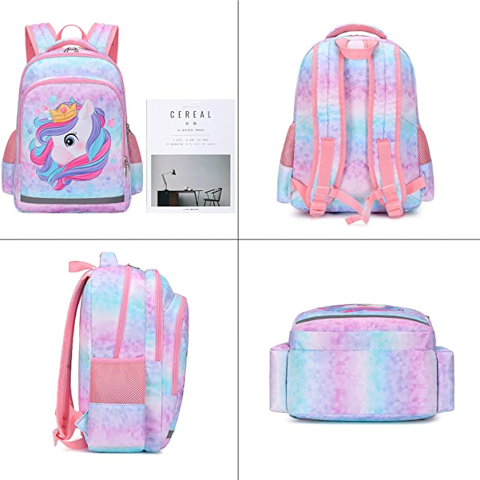 Mochila Escolar Con Lonchera Unicornio Grande