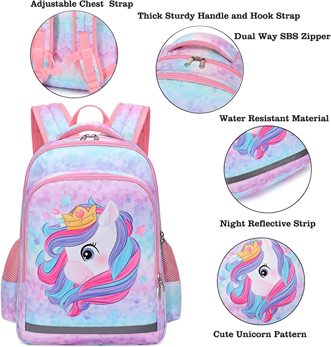 Mochila Escolar Con Lonchera Unicornio Grande