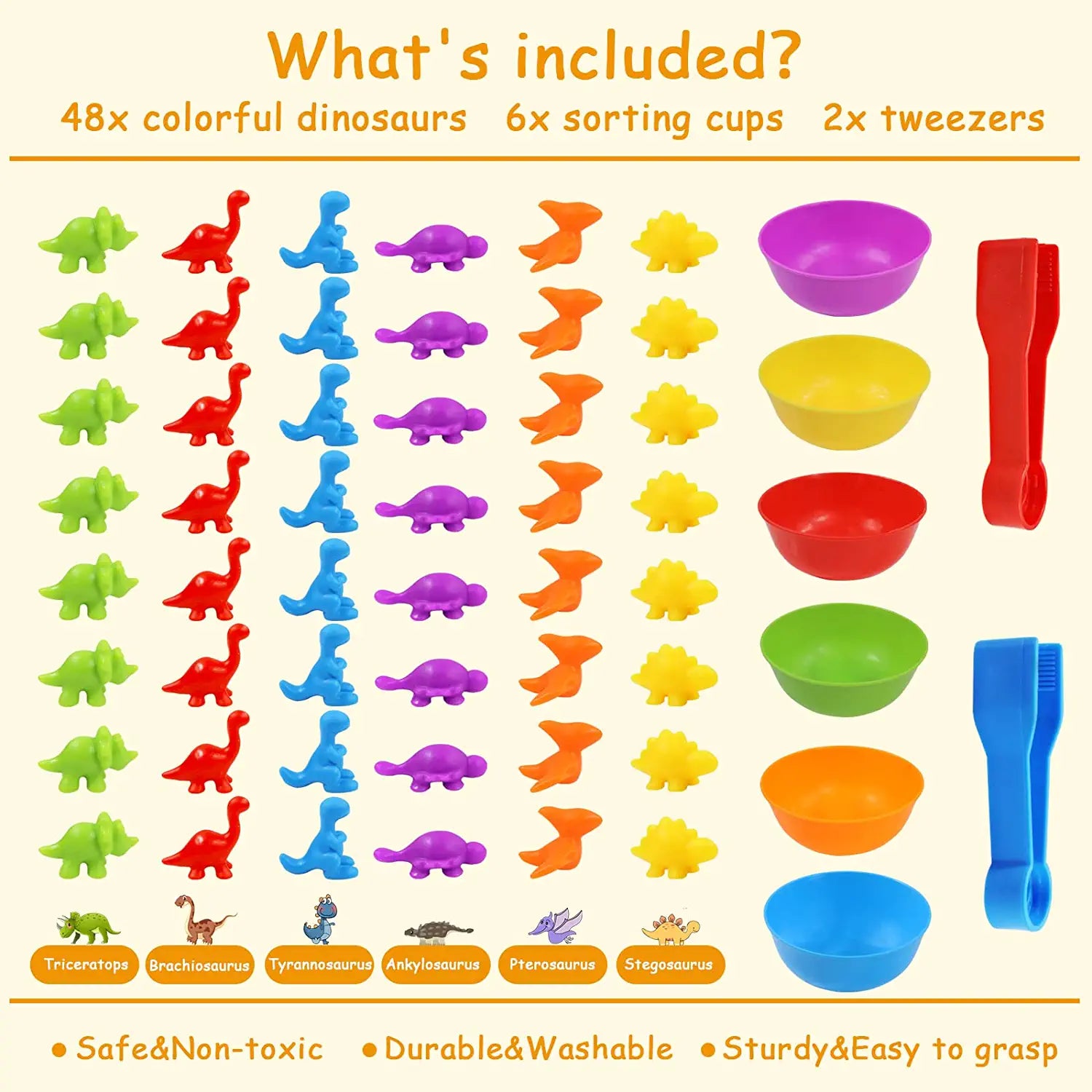 Juego De Clasificación De Color y Dinosaurios Montessori